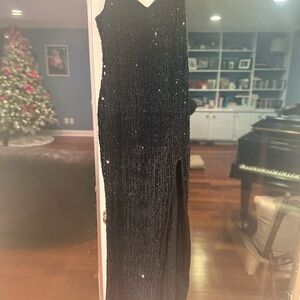 Elegant Black Sequin Evening Gown